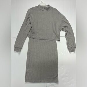 Ribbed Two-Piece Knit Set in Taupe